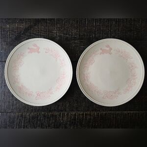 Threshold Bunny Easter Dinner Plate Target Stoneware 10.5" Pink Roes Set Of 2